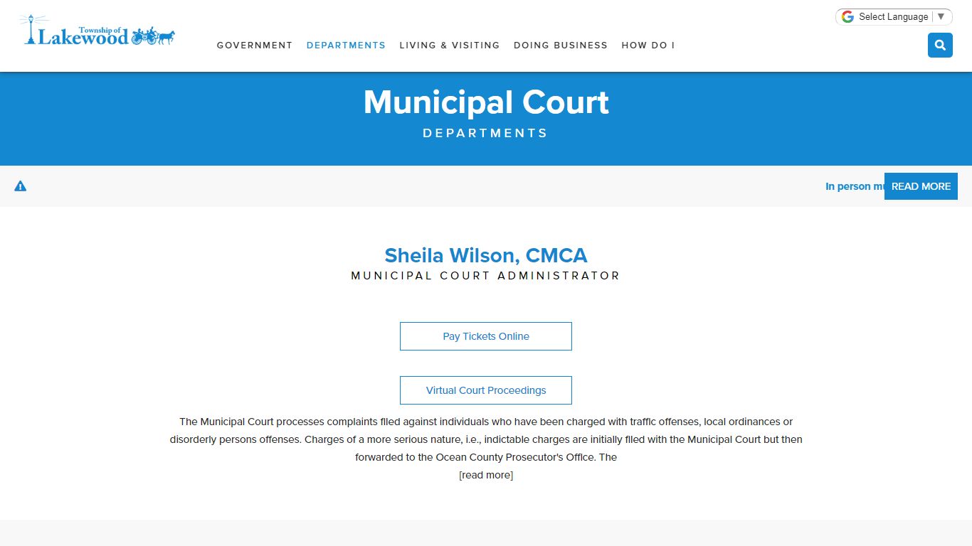 Municipal Court : Township of Lakewood